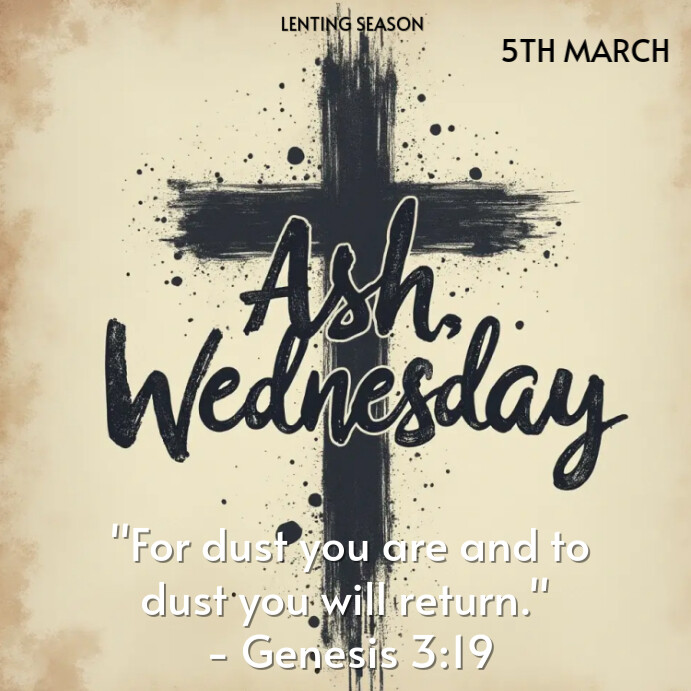 Yellow Typographic Ash Wednesday: Graphics, Quotes And Bible Verse Square (1:1) Template ...