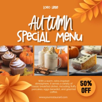 Yellow Typographic Autumn Menu  Instagram Post template
