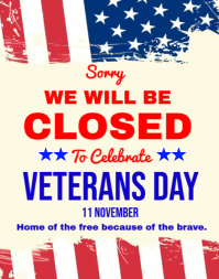Yellow Typographic Closed For Memorial Day Poster/wallboard template