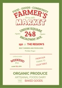 Yellow Typographic Farmers Market Poster A3 template