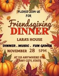 Yellow Typographic Friendsgiving Dinner Invitation Fall Gathering Design Template  Poster/wallboard Póster/Tablero