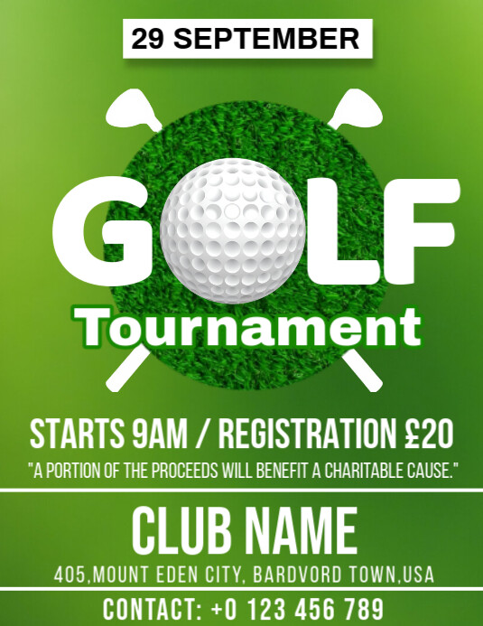 Yellow Typographic Golf Tournament  Flyer (us Letter) template