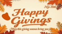 Yellow Typographic Happy Givings Day Wishes And Family Celebration Thanksgiving Card Design Template Digitalanzeige (16:9)