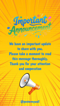 Yellow Typographic Important Announcement Instagram Story template