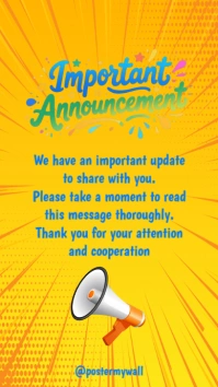 Yellow Typographic Important Announcement Instagram Story Indaba yaku-Instagram template