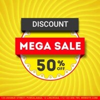 Yellow Typographic Mega Sale  Instagram Post template
