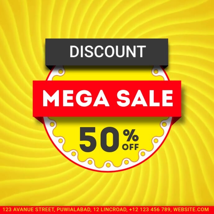 Yellow Typographic Mega Sale  Instagram Post template
