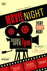 Yellow Typographic Movie Night Event Poster template