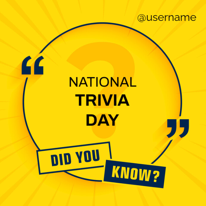 Yellow Typographic National Trivia Day Instagram Post Template ...