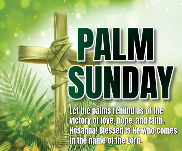 Yellow Typographic Palm Sunday  Medium Rectangle 中矩形广告 template