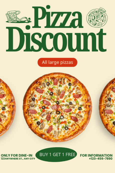 Yellow Typographic Pizza Discount Promotion Poster Template | PosterMyWall