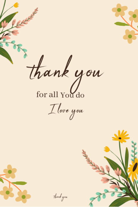 Copy of Yellow Typographic Thank You Card Poster | PosterMyWall