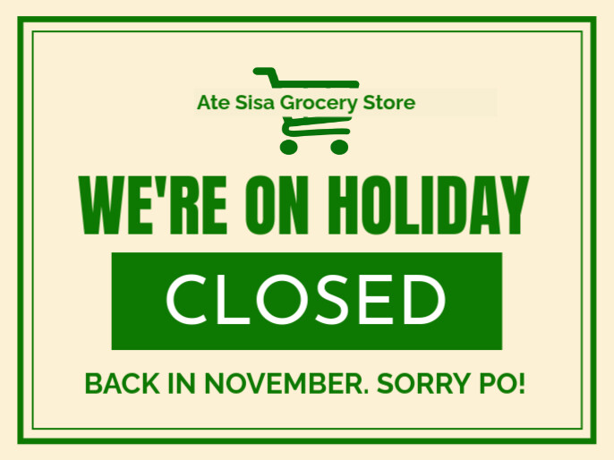 Yellow Typographic We Are Closed Door Hanger Notice Announcement  Presentation Voorlegging template