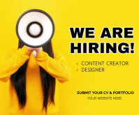 Yellow Typographic Yes We Hiring Job Opportunity Notice  Medium Rectangle template