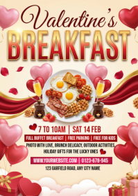 Yellow Valentine's Breakfast Event A5 template