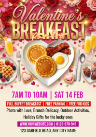 Yellow Valentine's Day Breakfast Event A4 template