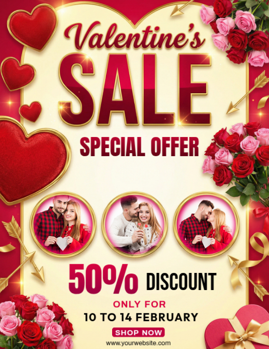 Yellow Valentine's Day Sale Flyer Template | PosterMyWall