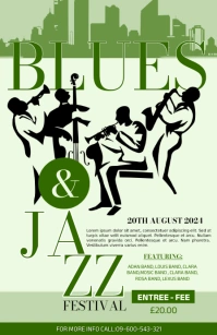 Yellow Vintage Blues And Jazz Festival Invita Tabloide template