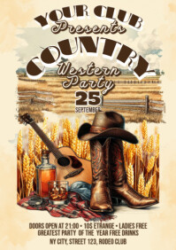 Yellow Vintage Country Night A2 template