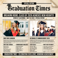 Yellow Vintage Graduation Announcement Instagram Post Instagram-Beitrag template