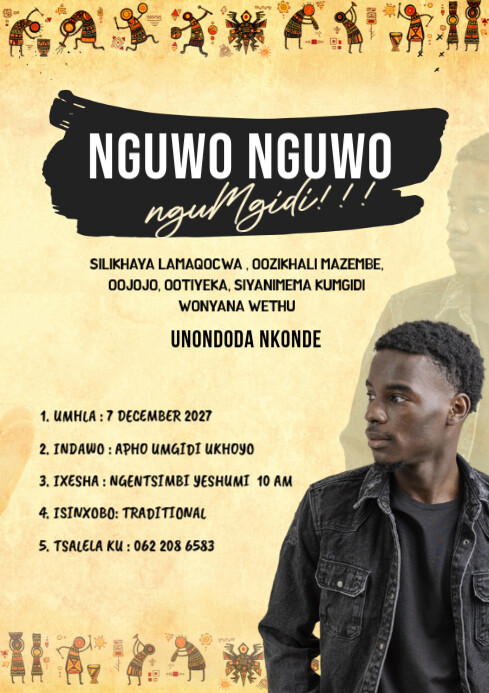 Yellow Vintage Grunge Umgidi African Invitation Flyer Poster A2 Yellow Vintage Grunge Umgidi African Invitation Flyer Poster A2