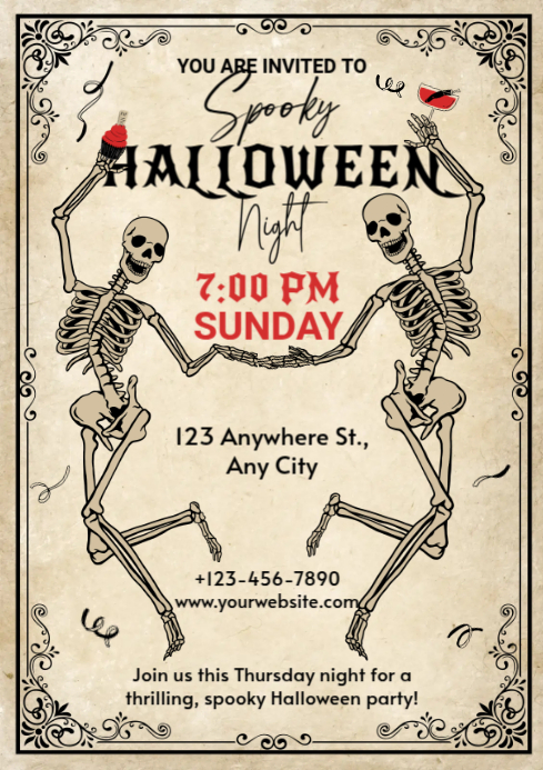Yellow Vintage Halloween Party A4 Template | PosterMyWall