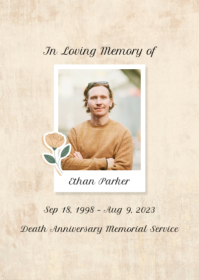 Yellow Memorial Service A6 Template - Page 1