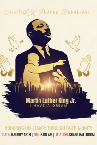 Yellow Vintage Mlk Prayer Breakfast Flyer Poster template