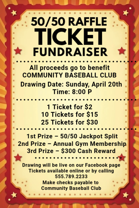 Yellow Vintage Raffle Fundraiser Poster Template | PosterMyWall