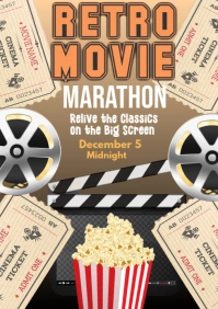 Yellow Vintage Retro Movie Marathon A4 template