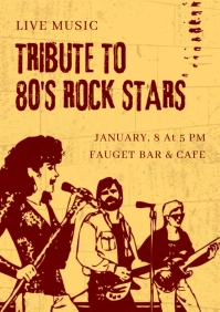 Yellow Vintage Rock Music Poster A2 template