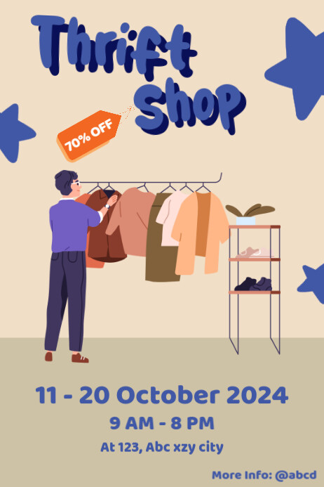 Copy of Yellow Vintage Thrift Shop Poster | PosterMyWall