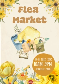 Yellow Vintage Yellow Cream Vintage Flea Market Poster A5 Flyer A4 New Instagram template