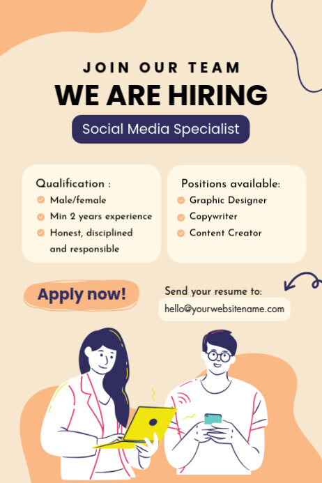 Plantilla de Yellow We Are Hiring Poster | PosterMyWall