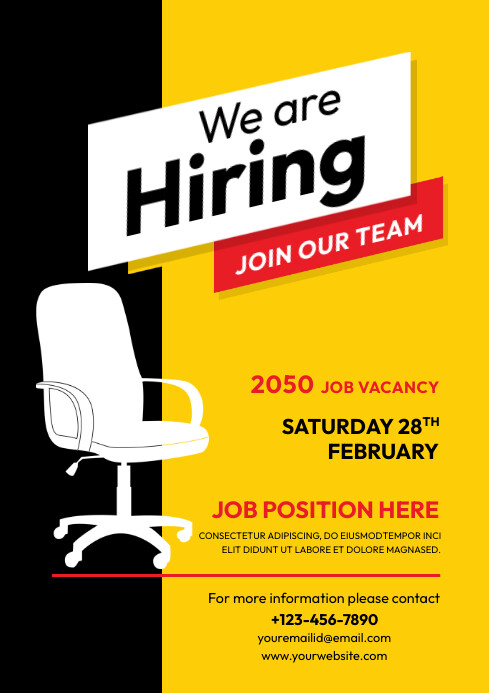 Yellow We Are Hiring Template A4 | PosterMyWall