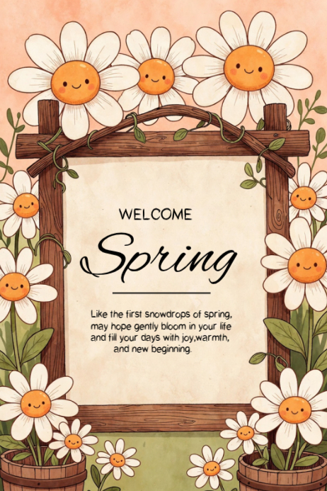 Yellow Welcome Spring Poster Template | PosterMyWall