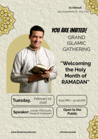 yellow welcoming ramadan Islamic Gathering A4 template