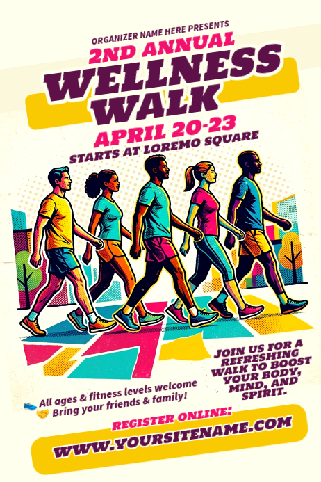 Copy of Yellow Wellness Walk Event Poster | PosterMyWall