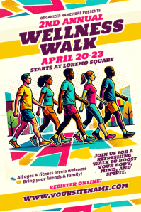 Yellow Wellness Walk Event Poster template