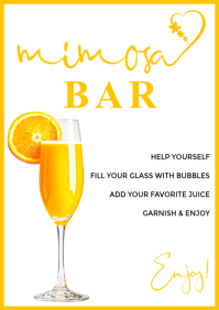 Yellow White Modern & Minimal Mimosa Bar Flyer A1 template