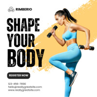 Yellow White Modern Fitness Gym Instagram Post template