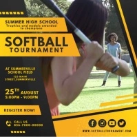 Yellow Women's Softball Tournament Video Cuadrado (1:1) template