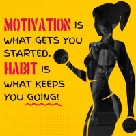 Yellow Workout Motivation Square Video สี่เหลี่ยมจัตุรัส (1:1) template