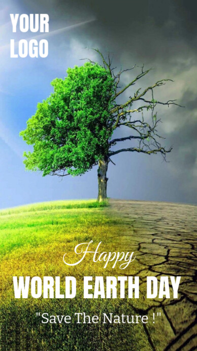 Yellow World Earth Day  Digital Display (9:16) template