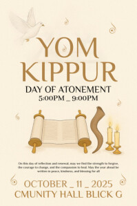 Yellow Yom Kippur Poster Affiche template