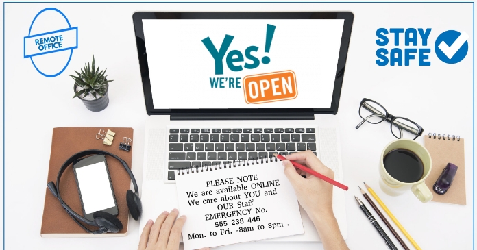 yES WE'RE OPEN Immagine condivisa di Facebook template