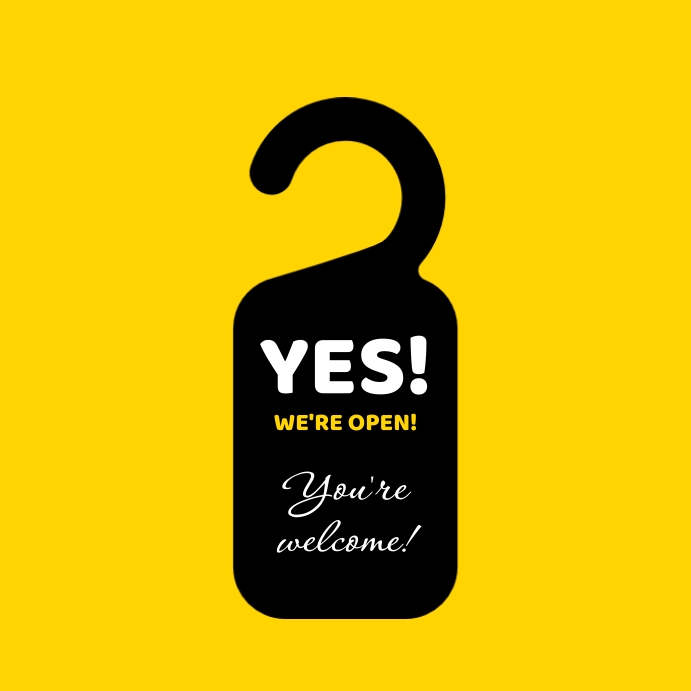 Yes we're open Instagram-opslag template