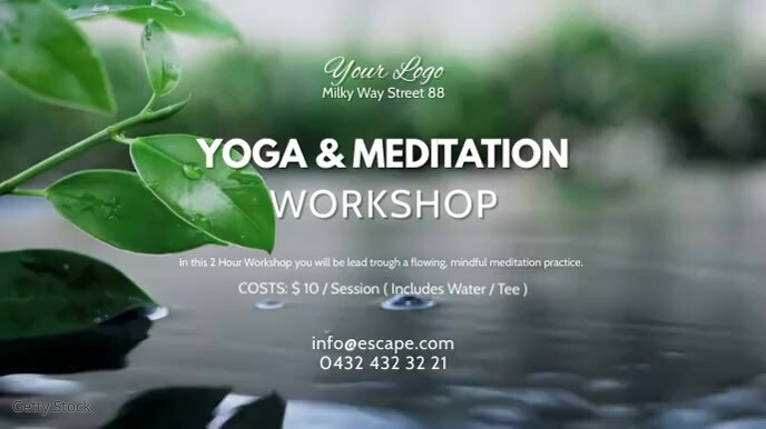 Yoga & Meditation Workshop Course Seminar Ad Ekran reklamowy (16:9) template
