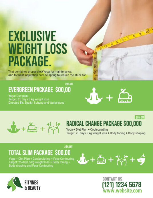 Yoga & Weight Loss Program Flyer Ulotka (US Letter) template