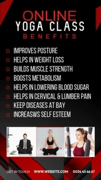 Yoga classes and benefits Pantalla Digital (9:16) template